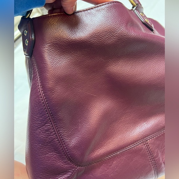 Coach Campbell Belle Bordeaux Burgundy Leather Shoulder Bag Gold Hardware - Picture 14 of 15